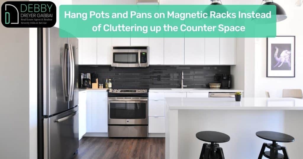 Hang Pots and Pans on Magnetic Racks Instead of Cluttering up the Counter Space